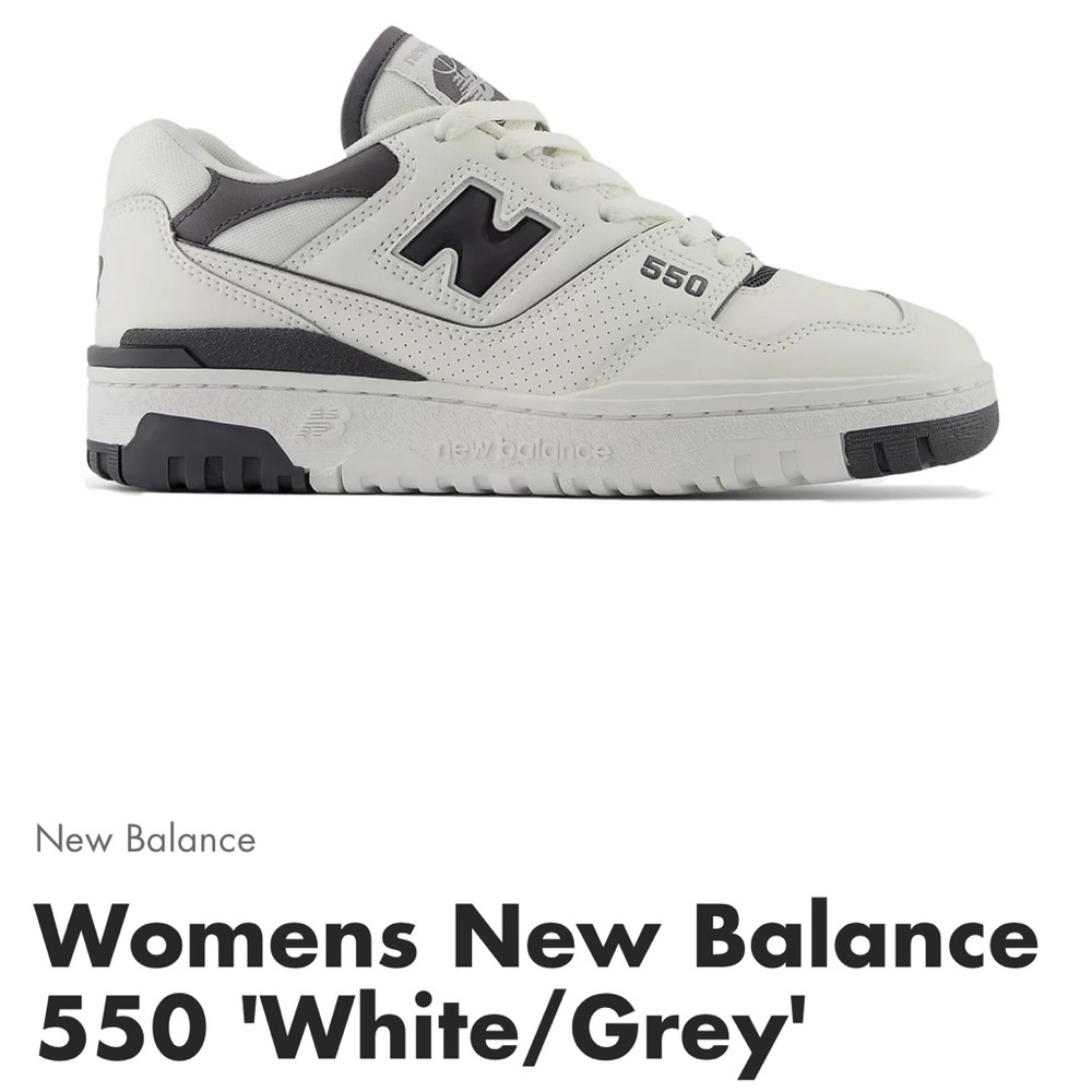 New Balance Women's 550 White and Gray Sneakers, Size 7